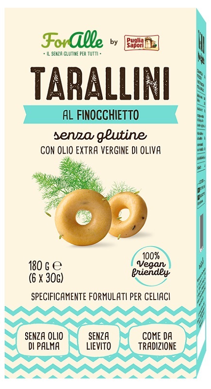 FORALLE TARALLINI SENZA GLUTINE FINOCCHIETTO 6 BUSTINE DA 30 G - Farmastop