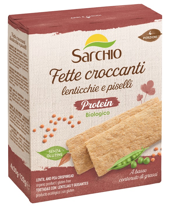 SARCHIO FETTE CROCCANTI PROTEIN LENTICCHIE E PISELLI 120 G - Farmastop