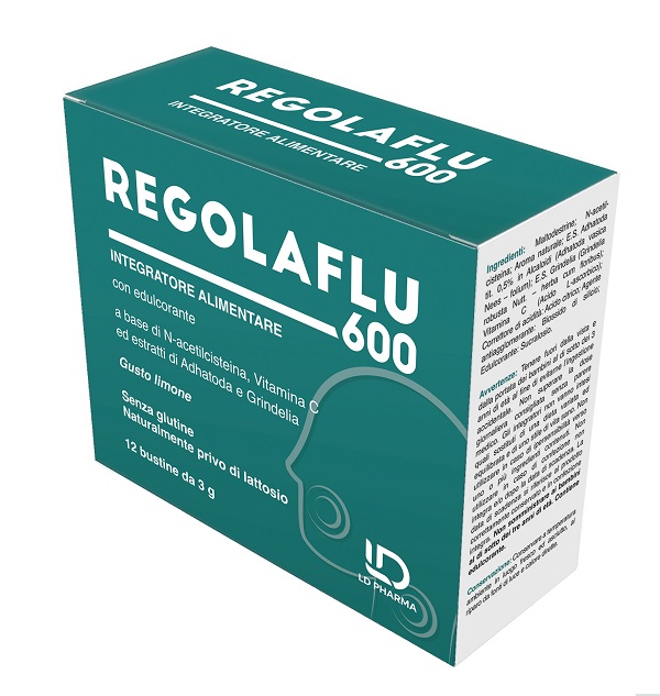 REGOLAFLU 600 12 BUSTINE 3 G GUSTO LIMONE SENZA GLUTINE NATURALMENTE PRIVO DI LATTOSIO CON EDULCORANTE - Farmastop
