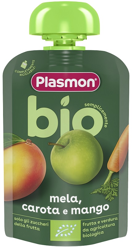 PLASMON MELA CAROTA MANGO BIO POUCHES 100 G - Farmastop