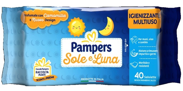 PAMPERS WIPES SOLE & LUNA 40 PEZZI - Farmastop