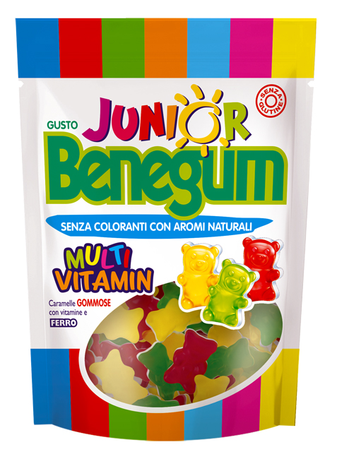 BENEGUM JUNIOR MULTIVITAMIN CARAMELLE GOMMOSE CON VITAMINE E FERRO 90 G - Farmastop