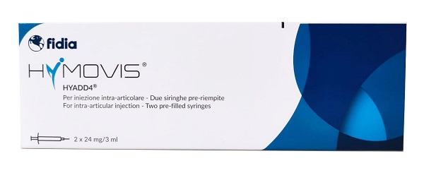 SIRINGA INTRA-ARTICOLARE PRERIEMPITA HYMOVIS HYADD4 ESADECILLAMIDE ACIDO IALURONICO 24MG/3ML 2 PEZZI DA 3 ML NON STERILIZZATO A ETO - Farmastop