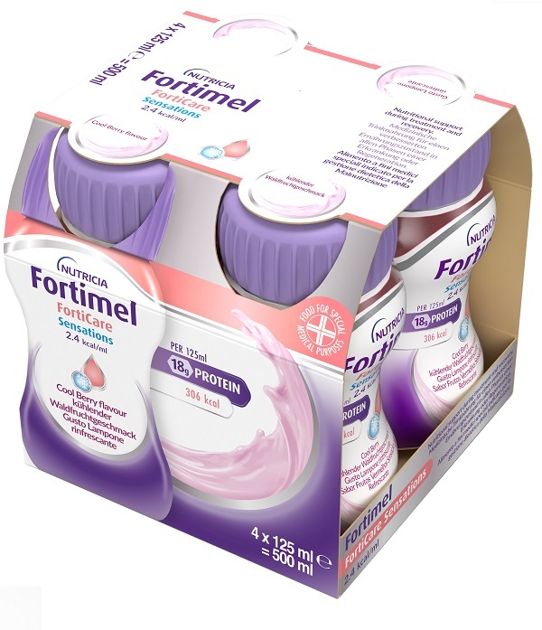 FORTIMEL FORTICARE SENSATION 2,4 KCAL/ML LAMPONE RINFRESCANTE 4 PEZZI DA 125 ML - Farmastop