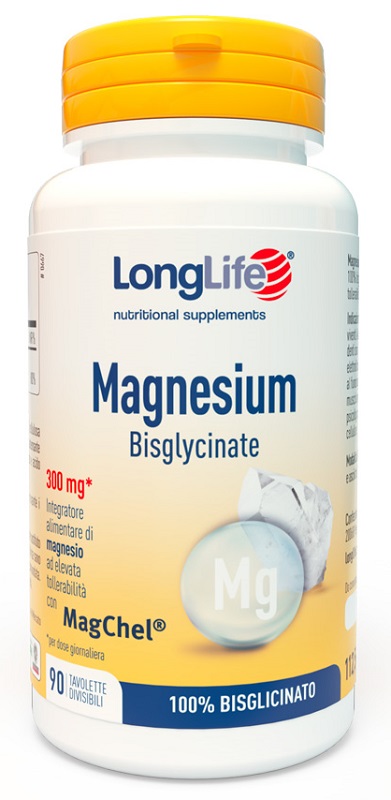 LONGLIFE MAGNESIUM BISGLYCINATE 90 TAVOLETTE DIVISIBILI SENZA GLUTINE - Farmastop