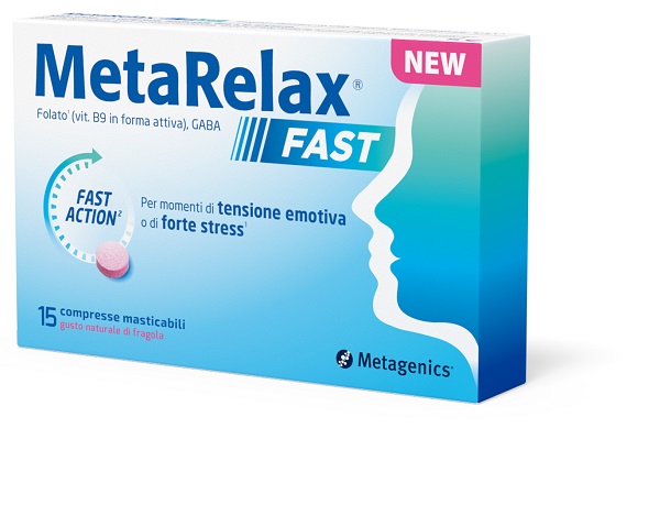 METARELAX FAST 15 COMPRESSE MASTICABILI GUSTO NATURALE DI FRAGOLA SENZA GLUTINE SENZA LATTOSIO CON EDULCORANTI - Farmastop