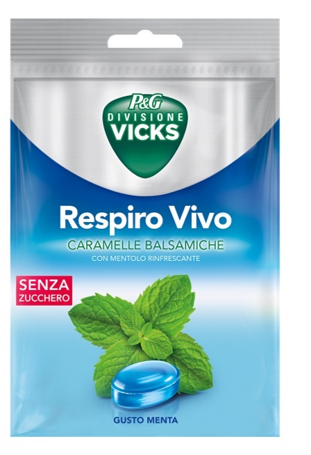 VICKS RESPIRO VIVO CARAMELLE BALSAMICHE MENTA 72 G CON EDULCORANTI - Farmastop